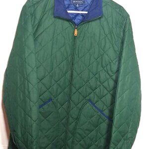 Crown & Ivy Quilted Forest Green Jacket with Navy Accents Size M